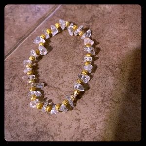 Clear Quartz with faux gold beads